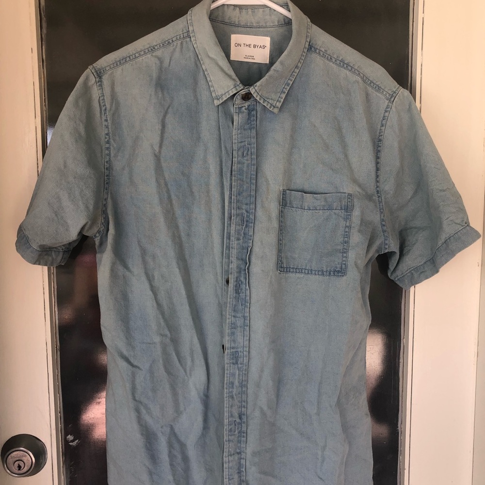 Denim shirt sleeve button up